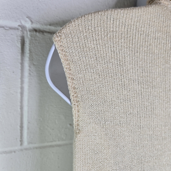 Vtg 70s High Neck Cream Ivory Knit Long Maxi Dress - Picture 7 of 9